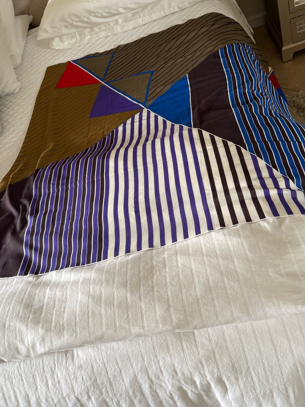 Vintage Gucci silk scarf geometric pattern rolled hem